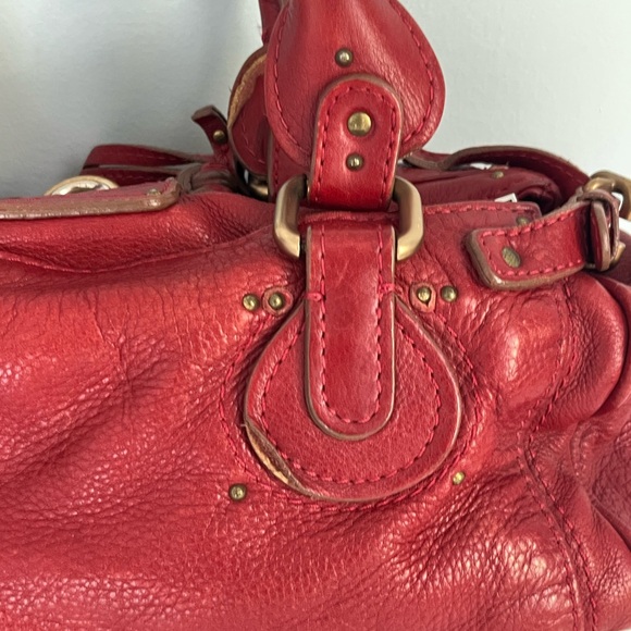 Chloe Paddington Red Leather Handbag Y2K - Picture 5 of 14